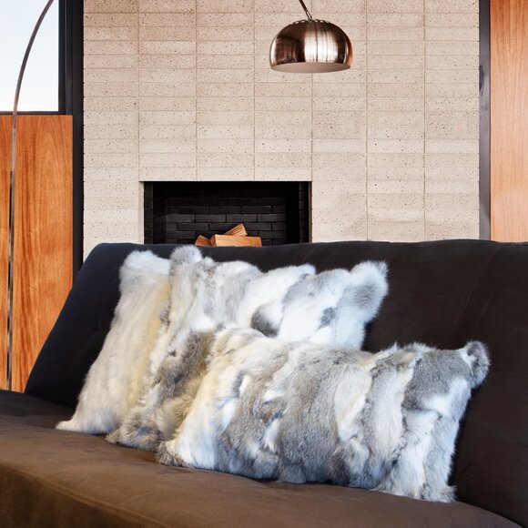 Natural Home Decor Classic Rabbit Pillow | 1-Piece | Grey | 18"x18" - Picture 2 of 3